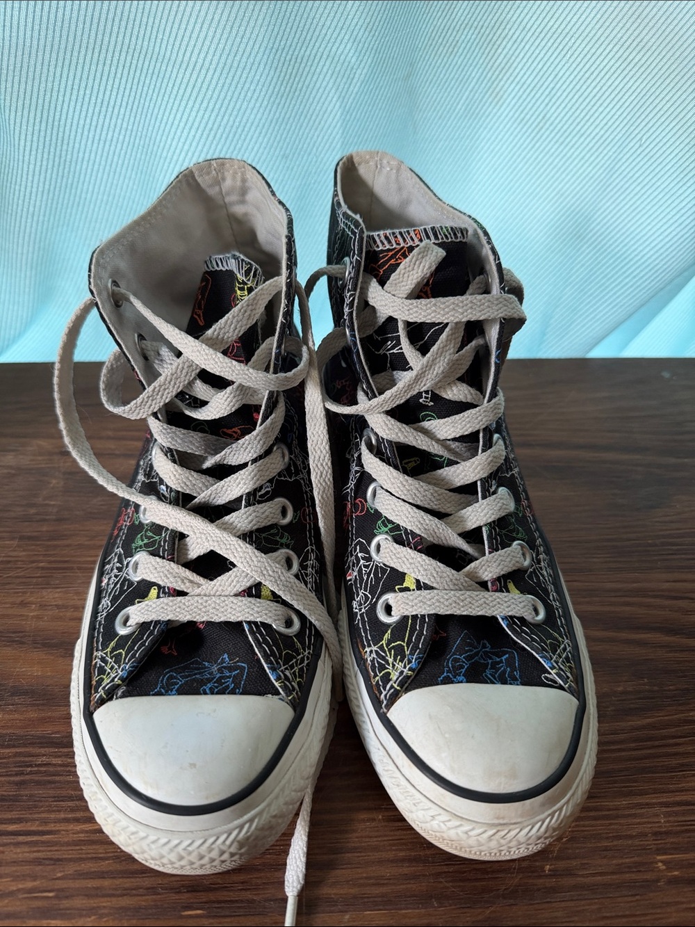 Converse Black High-Top Sneakers with Multicolor Outline Graphics - Picture 2 of 7